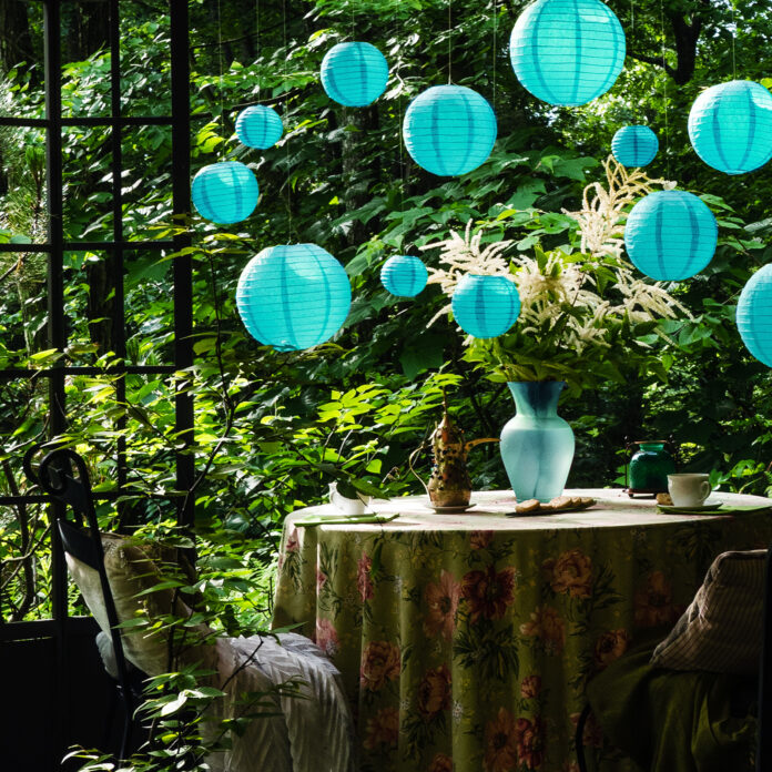 Teal paper lanterns