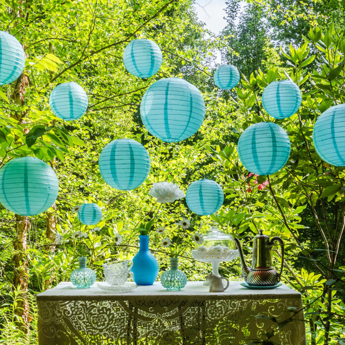 Teal paper lanterns