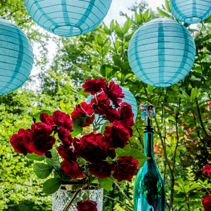 Teal paper lanterns