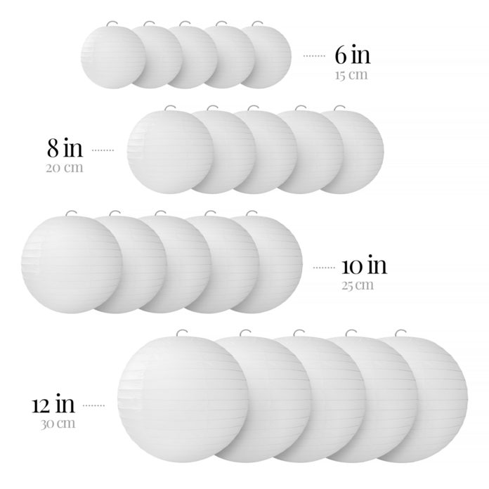 White paper lanterns sizes