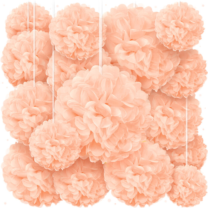 Peach pom poms