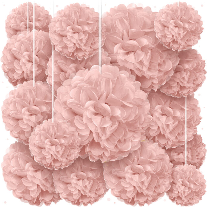 Dusty rose pom poms