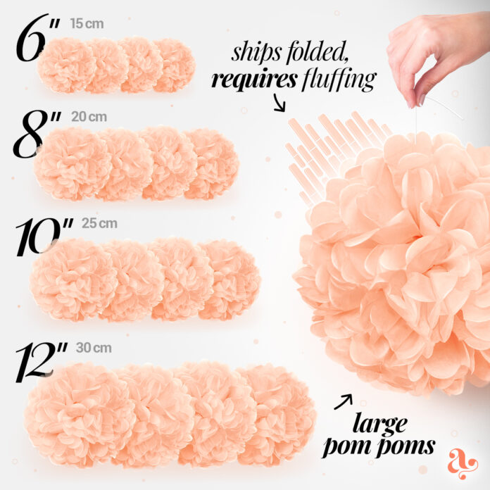 Peach pom poms