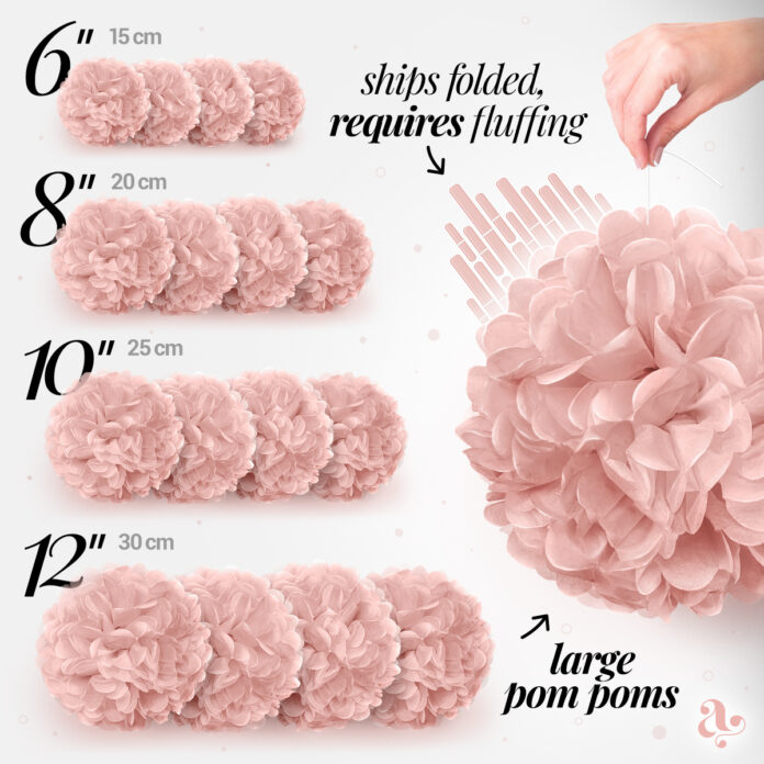 Dusty rose pom poms