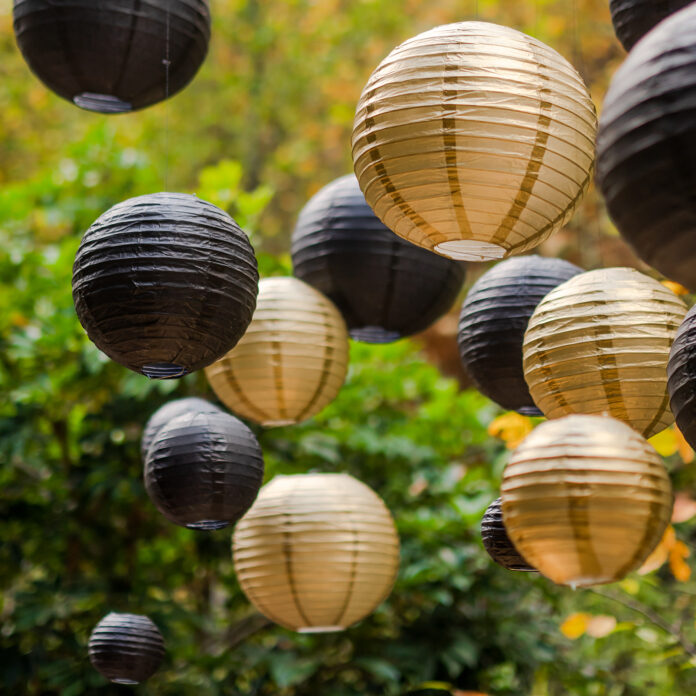 Gold and black paper lanterns