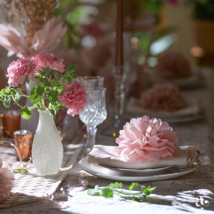 Dusty rose pom poms