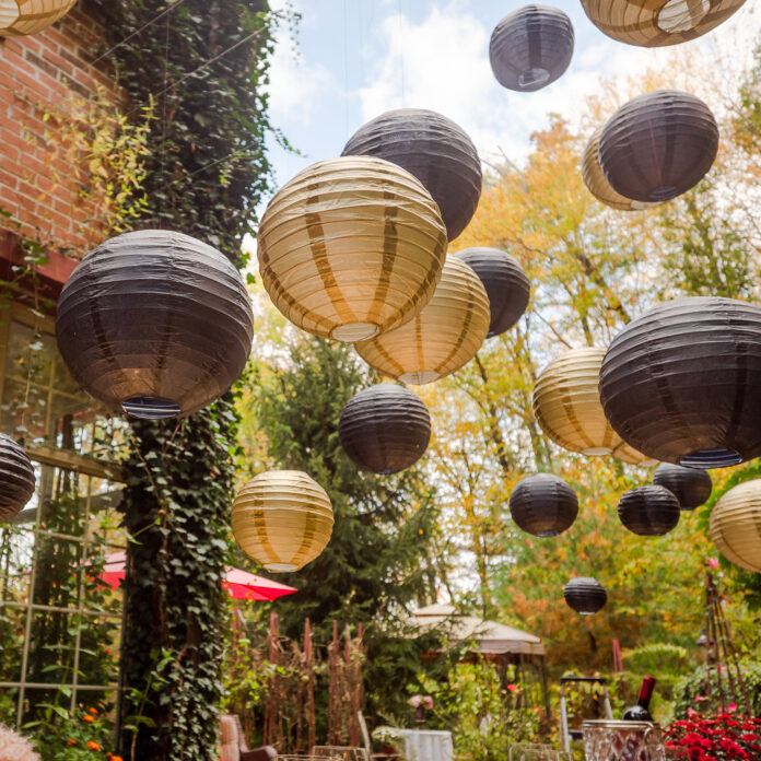 Gold and black paper lanterns